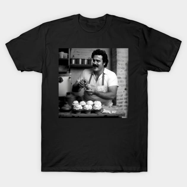 Pablo Escobar Making Cupcakes Parody T-Shirt by MAPublishings